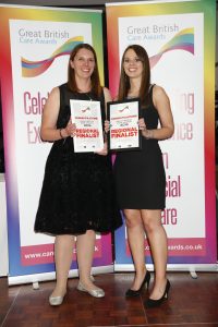 Ruth Young and Rebecca Browne who were regional finalists for the "Putting People First/Personalisation Award".