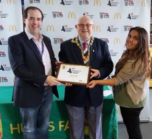 Andy McGowan and Ella McKenzie receive Hunts FA Grassroots Project of the Year Award