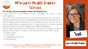 Sue carer health trainer bio - Healthy You