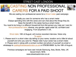 Carers needed for paid shoot