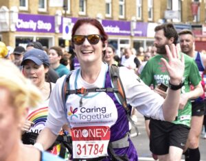 Calista running 2021 London Marathon