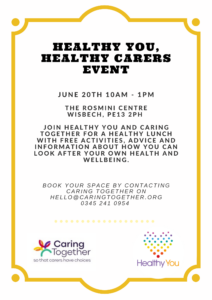 Healthy You event for carers taking place in Wisbech