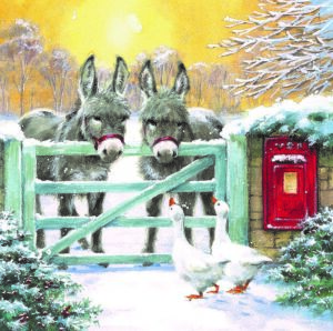 Festive Donkeys and Geese