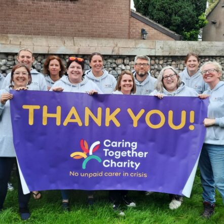 Ullswater Walk 2023 team with Thank you banner