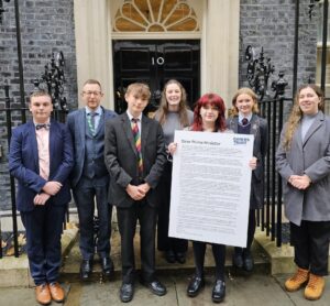 Young carers deliver letter to 10 Downing Street