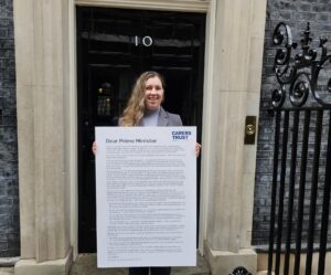 Young carer Grace hands letter in at Number 10