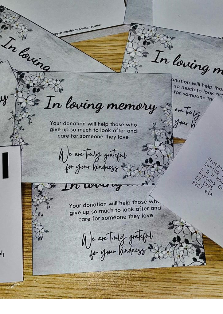 In memory donation cards