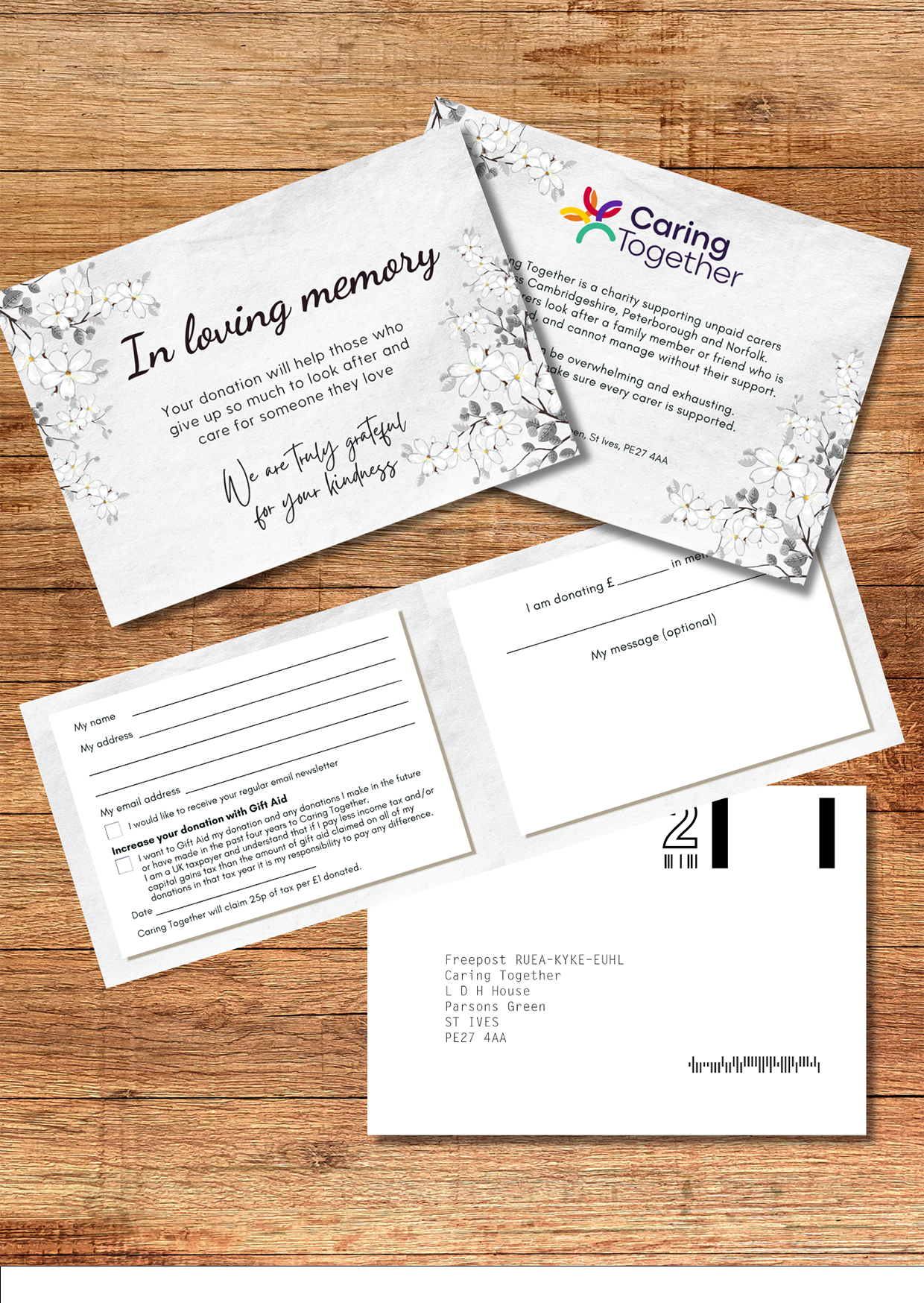 In loving memory donation cards