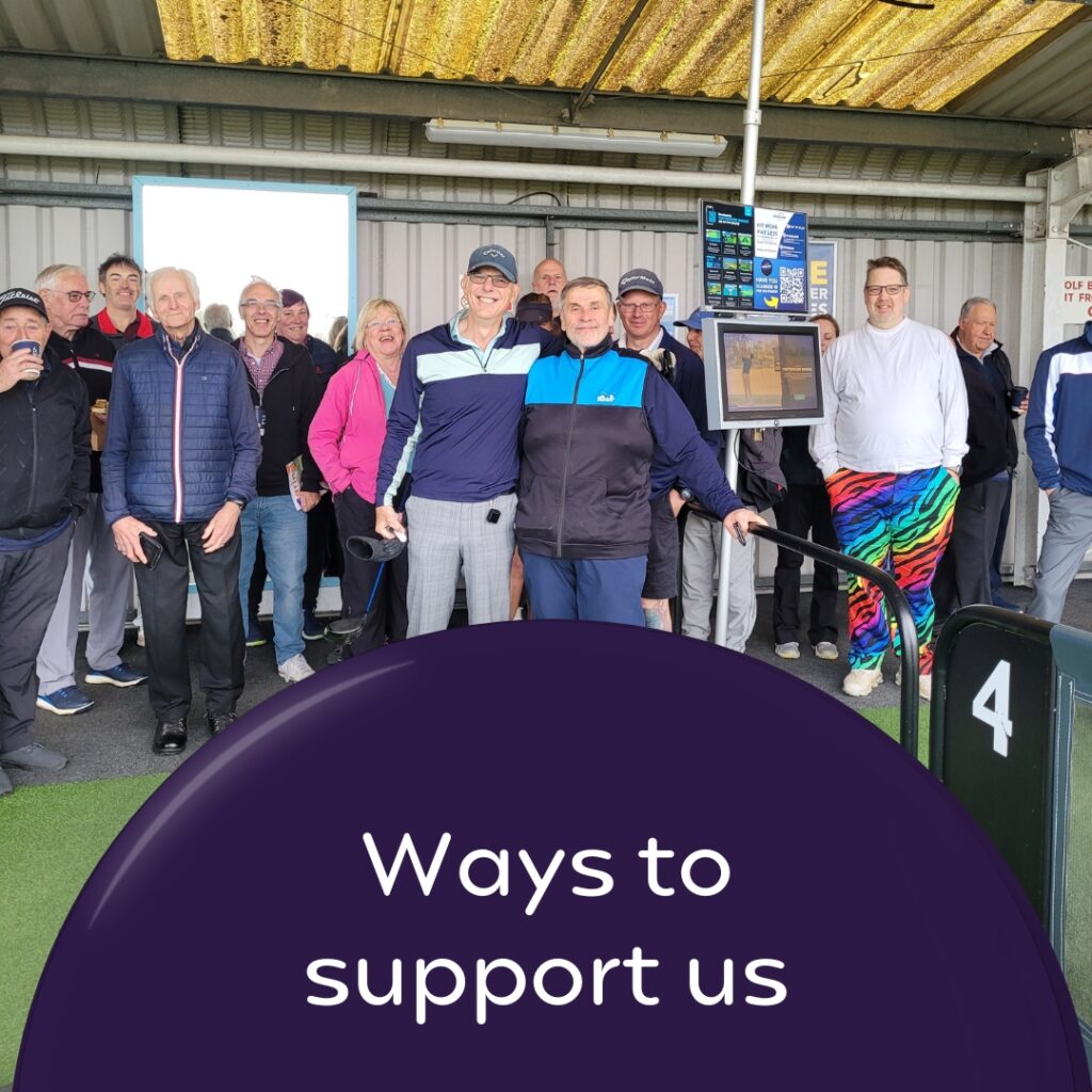 Ways to support us wording with photo of participants at a Captain's Golf Day