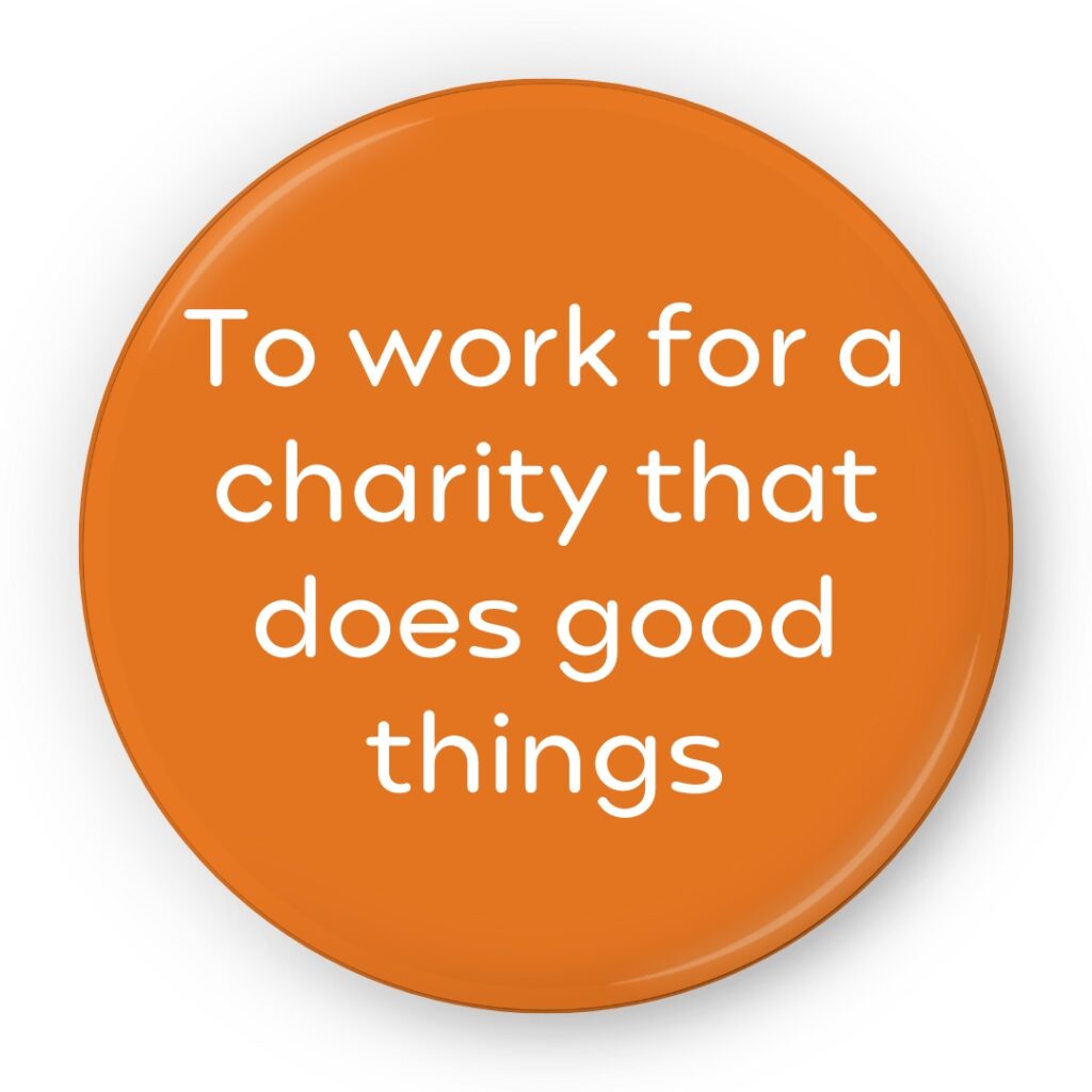 To work for a charity that does good things