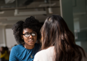 Counsellor talking to a carer