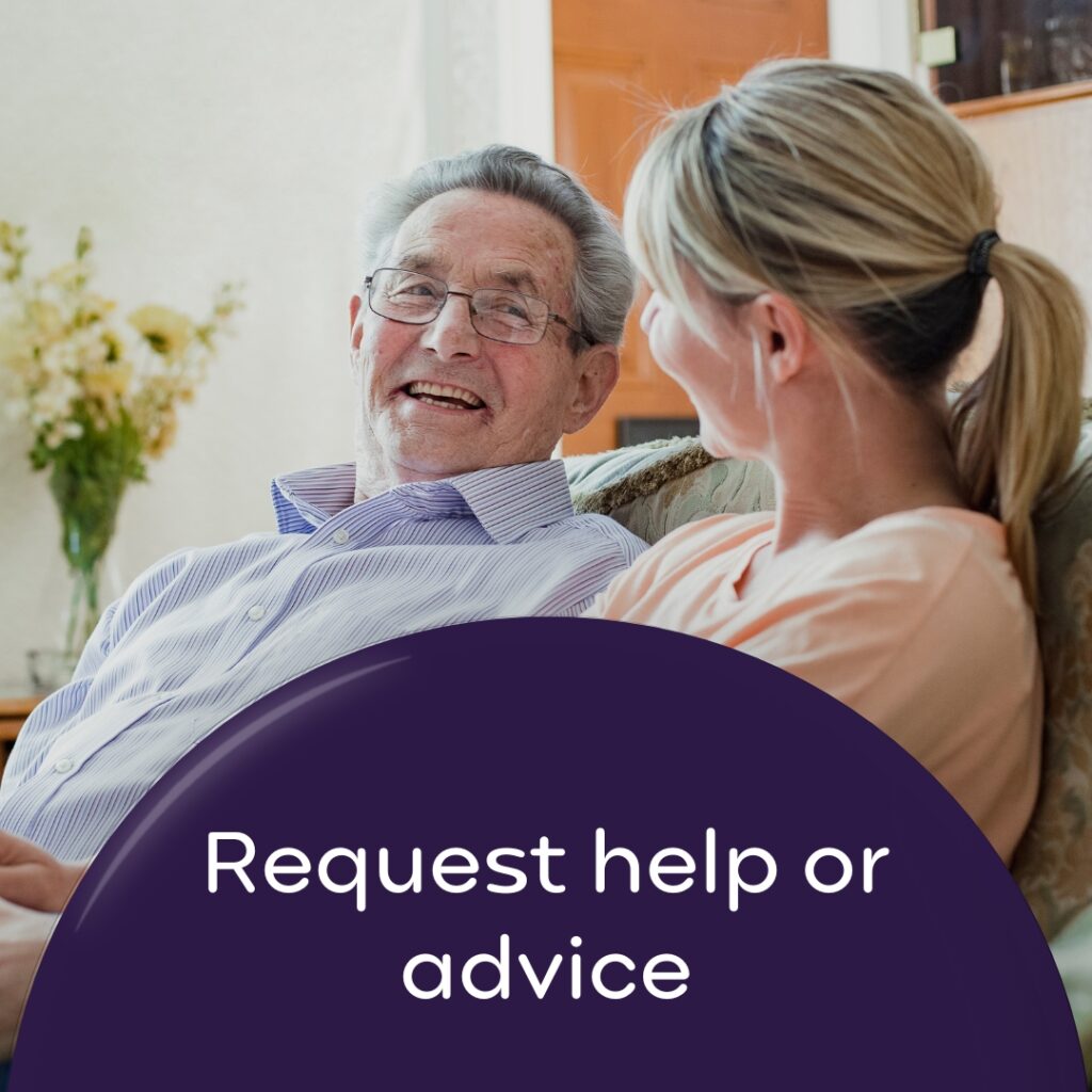 'Request help or advice' wording with dad and daughter