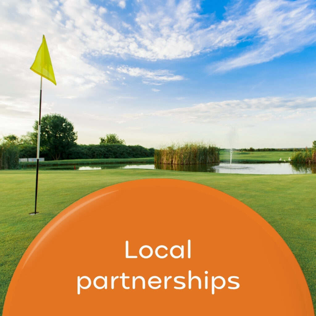 Wording "Local partnerships" with golf course