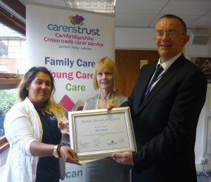 Ella McKenzie winning Eastern Region Marsh Award for Carers 2015